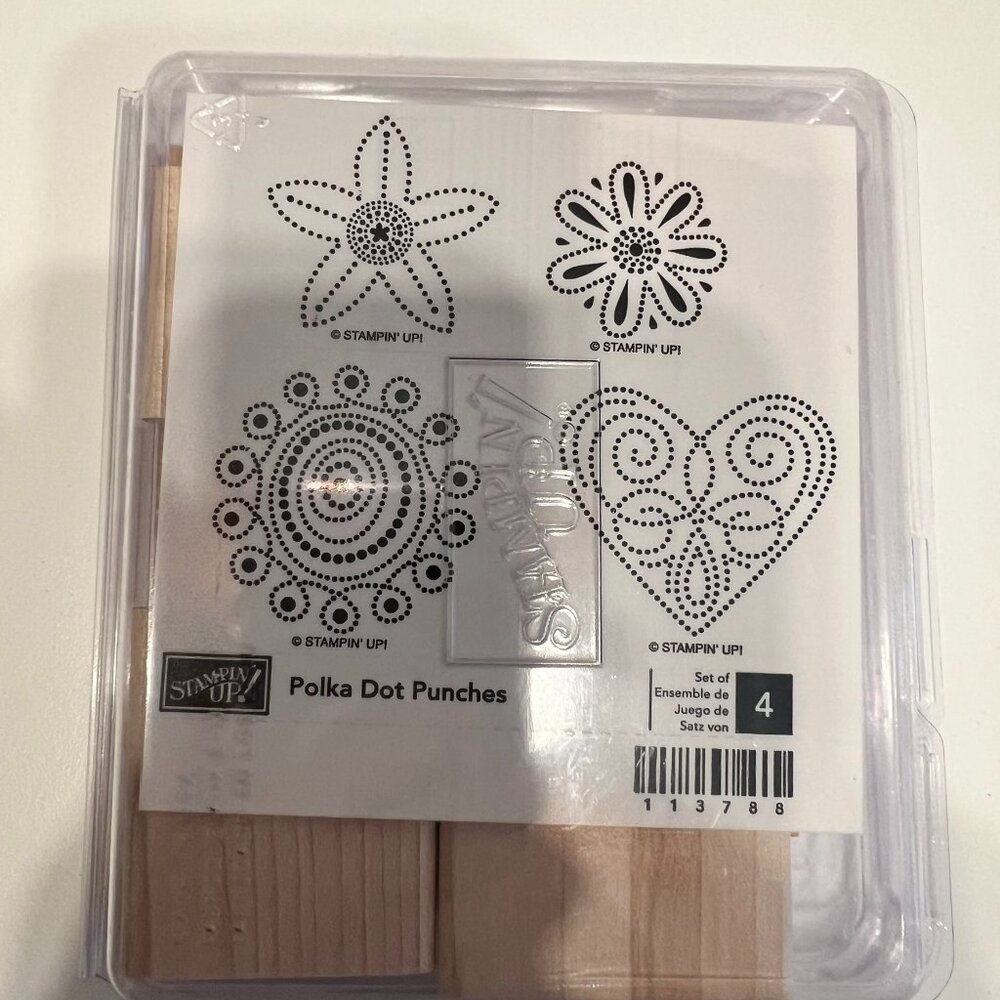 STAMPIN’ UP!‎ “Polka Dot Punches” Stamp Set (4-Piece) BRAND NEW & UNMOUNTED